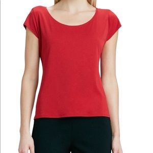 NWOT Eileen Fisher red 100% silk short sleeve top